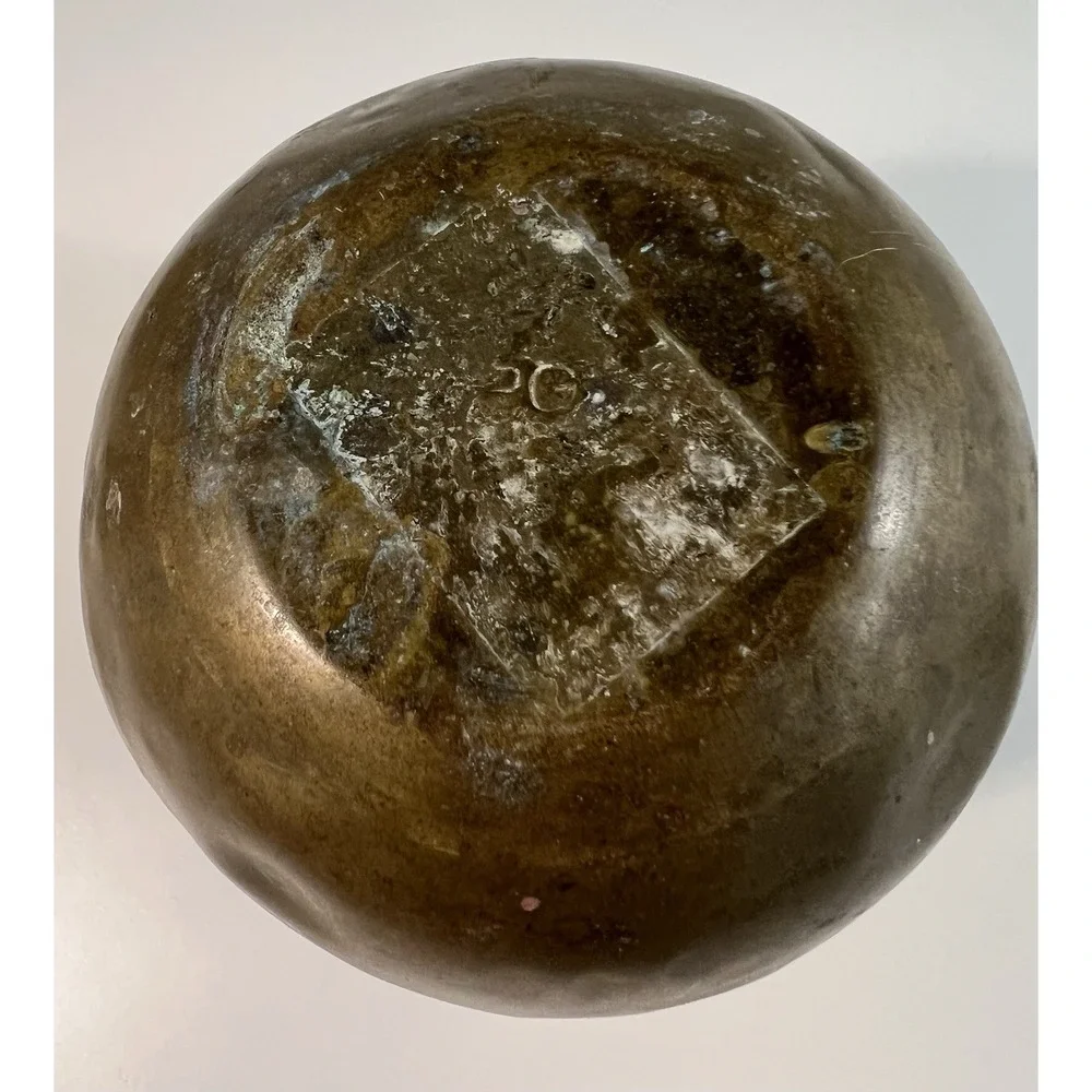 Hammered Brass Vase Planter Decoration Twisted Rope Trim Made in India 6.5